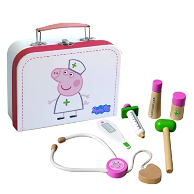 Immagine di Barbo Toys Valigetta da Dottore per Bambini Peppa Pig con 6 Parti di Giocattoli in Legno Set Giochi Ruolo 2 Anni Ragazze e Ragazzi Licenza Ufficiale