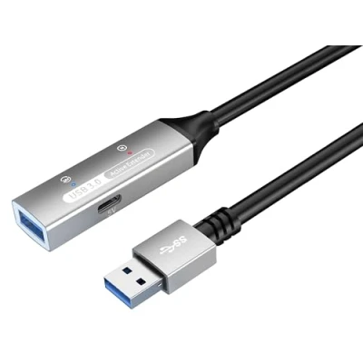 Immagine di PremiumCord Cavo Prolunga USB Attivo con Ripetitore 10m, a Femmina Maschio, 3.2 Gen 1 Super Speed 5 Gbit/s, 2x Schermato, AWG20/28, Involucro in Alluminio, Colore Nero, Lunghezza 10m