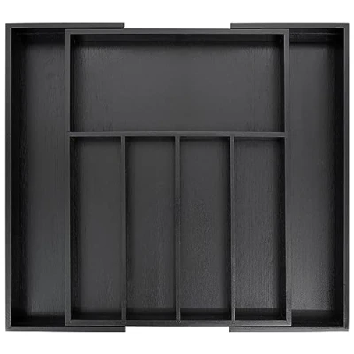 Immagine di VaeFae organizer per cassetti in bambù, espandibile e posate, utensili cassetto della cucina, legno (nero)