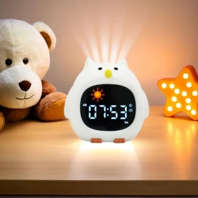 Immagine di xinjinhju Alarm Clock Wake Touch Night Light Sleep Training Clocks with 6 White Noise Sound Machine Owl