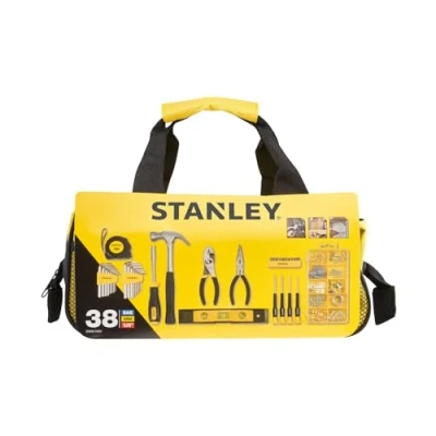 Immagine di Stanley Stmt0 74101 Set Di Attrezzi Misti In Borsa Morbida, 33 X 20 16.5 Cm, 38 Pezzi, Nero Giallo