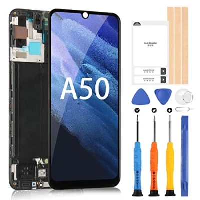 Immagine di Schermo per Samsung Galaxy A50 LCD OLED, A505 SM A505FN/DS A505F/DS3 Display Touch Digitizer Vetro Assemblaggio con Strumenti (Nero Cornice), Non A50S