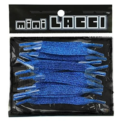 Immagine di lacci scarpe elastici misura unica molticolore 12 pezzi per confezione che non si allacciano (Blu Glitter)