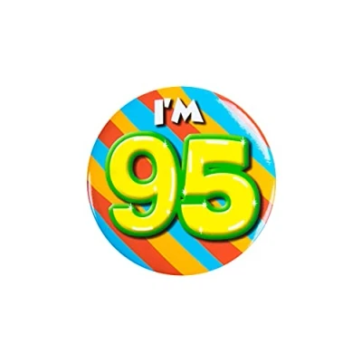 Immagine di PD Party 6014795 Compleanno Distintivo/Spillo Badge Celebrazione Festa I&#039;m 95, Multicolore, 5.5cm Lunghezza x Larghezza 0.5cm Altezza