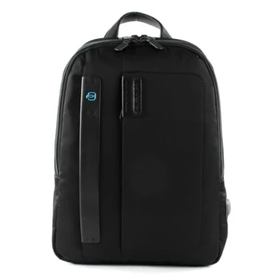 Immagine di Piquadro P16 Zaino piccolo in tessuto e pelle porta PC 14&quot; a due scomparti