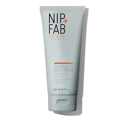 Immagine di Nip+Fab Glycolic Fix Body Cream Crema corpo all&#039;Acido Glicolico 200 ml Esfoliante per la pelle con Olio di Mandorle Vegan, Cruelty Free, Senza Solfati
