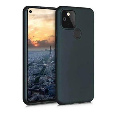 Immagine di kwmobile Custodia Compatibile con Google Pixel 5 Cover Back Case Morbida Protezione in Silicone TPU Effetto metallizzato petrolio