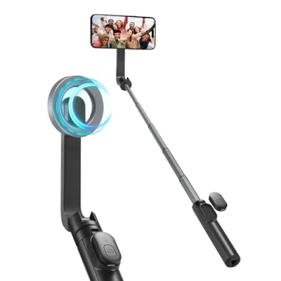 Immagine di Spigen Treppiede Smartphone Bastone Selfie Compatibile con MagSafe Wondersnap MagFit S570W, Stick Bluetooth Telecomando per iPhone, Galaxy, Pixel, Xiaomi, GoPro etc Nero