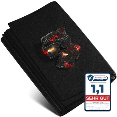 Immagine di Tappeto refrattario resistente al calore fino a 982 C nero, tessuto antincendio ideale per barbecue, termoprotettivo non infiammabile, piastra ignifuga, protezione (1m x 1m)