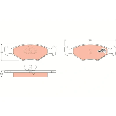 Immagine di TRW COTEC GDB958 Kit pastiglie freno Non predisposto per contatto segnalazione usura FIAT: Fiorino II Van, Pick up, Duna Sedan
