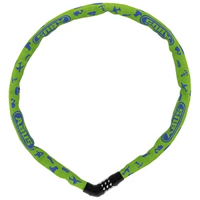 Immagine di ABUS Steel O Chain 4804C Lucchetto a catena con simboli combinazione per biciclette bambini Livello di sicurezza 3 75 cm Giallo/verde