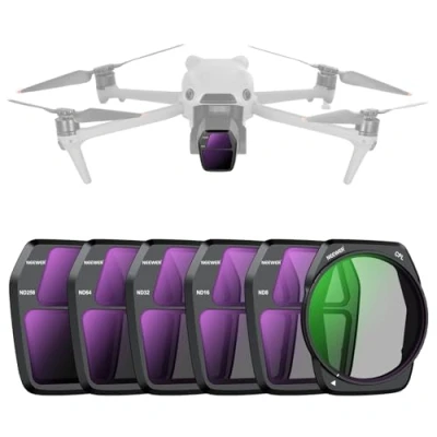 Immagine di NEEWER Set di Filtri ND Compatibile con DJI Air 3S, 6pz, ND8+ND16+ND32+ND64+ND256+CPL, Accessori Droni, Filtro Polarizzatore Circolare a Densità Neutra Vetro Ottico HD Multistrato Sottile, FL A86