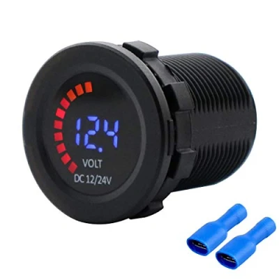 Immagine di indicatore digitale a LED per auto, voltmetro, 12 V, 24 camper barca, camper, roulotte, batteria, di tensione, batteria