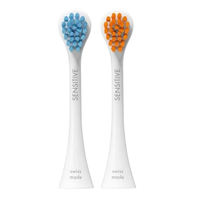 Immagine di Curaprox Hydrosonic Sensitive Testine per spazzolino sonico, confezione Duo, colore: Blu/Arancione