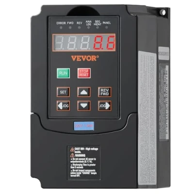 Immagine di VEVOR VFD 2PS, 1,5KW, 7,5A, Ingresso 220 V Monofase Trifase a Uscita Azionamento Frequenza Variabile, 40 60 Hz, 0 400 Hz per Controllo Velocità CNC Motore Mandrino