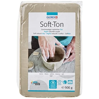 Immagine di GLOREX Soft TON Weiss 500g 6 8075 101 Argilla Bianca 500 g, Naturale, particolarmente Morbida ed Elastica, indurente all&#039;Aria forni, Molto Adatta ai Bambini, Clay, White, unità