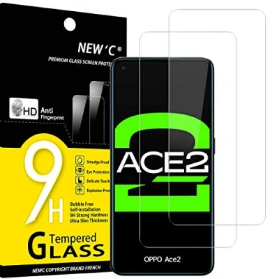 Immagine di NEW&#039;C 2 Pezzi, Vetro Temperato per Oppo Ace 2, A52, Pellicola Prottetiva Anti Graffio, Impronte, Senza Bolle, Durezza 9H, 0,33mm Ultra Trasparente, Resistente