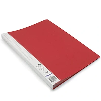 Immagine di Waytex 931333R Cartellina portadocumenti formato A4, 80 fogli, in polipropilene opaco, 40 tasche trasparenti, colore: Rosso