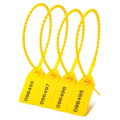 Immagine di Lzbignun 100 sigilli in plastica numerati per estintori, etichette di sicurezza monouso autobloccanti (giallo)