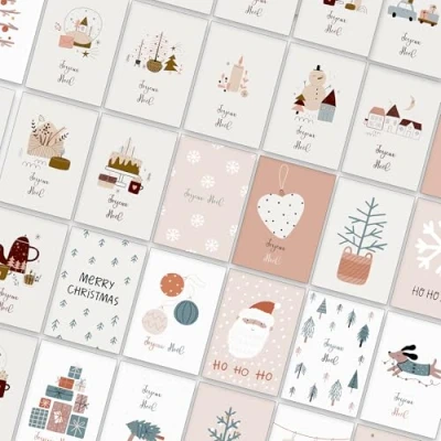 Immagine di the lazy panda card company biglietti di Natale con busta, set 30 pezzi, in francese, formato A6, auguri
