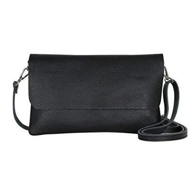 Immagine di AmbraModa GLX11 Borsa a tracolla da donna, in vera pelle, con rimovibile e regolabile, adatta per cellulari tablet fino 7 pollici, (nero)