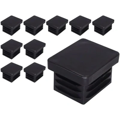 Immagine di SKIR&#039;CO tappi rettangolari in plastica, 25 x 30 mm, opachi, inserti per tubi rettangolari, pali di recinzione, colore nero RAL 9005, 10 pezzi
