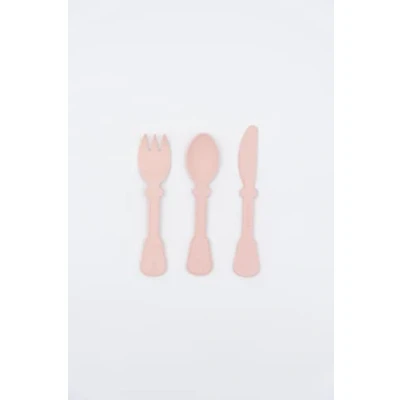 Immagine di BAMBOOM SET POSATE (FORCHETTA, COLTELLO CUCCHIAIO) COLORE ROSA