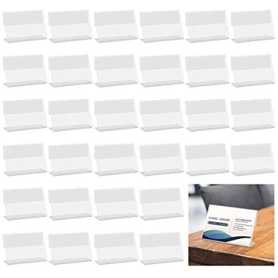 Immagine di porta etichette trasparente, 40 pezzi in plastica vengono utilizzati per visualizzare i prezzi, scaffali, panetterie, negozi di alimentari (6 * 4 cm)