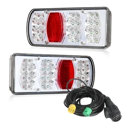 Immagine di Qiping Fanali posteriori rimorchio a LED 13 poli, spina per poli con set di cavi da 5 m, illuminazione 12V 24V auto, camion, camper, roulotte, test E