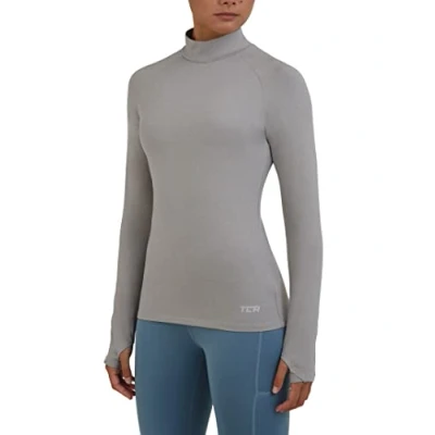Immagine di TCA SuperThermal Maglia Termica da Donna a Manica Lunga con Quickdry Collo Alto Grigio Chiaro, XS