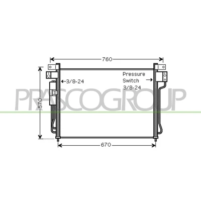 Immagine di PRASCO DS814C002 Condensatore 15mm 10mm Alluminio 669mm R134a NISSAN: Pathfinder 3, NP300 Navara Pick up