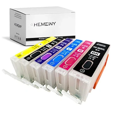 Immagine di HEMEINY Cartuccia d&#039;inchiostro ricaricabile PGI 580 CLI 581 XXL compatibile con stampante Pixma TS8150 TS8151 TS8152 TS9150 TS9155 TS8350 TS8250 TS8251 TS8252 (PGBK, BK,C,M,Y,PB)