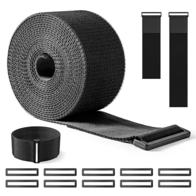 Immagine di Trilancer Cinghie Resistenti 7,5 CM x 5M con 10 Fibbia Regolabili, Tagliabili su Misura, Riutilizzabili per Cavi, Tubi, Biciclette, Bagagli, Campeggio, Pannelli o Recinzioni