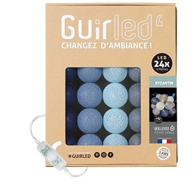 Immagine di GuirLED Guirlanda luminoso a LED per batuffoli di cotone USB Luce notturna bambini 2h Alimentatore doppio 2A incluso 3 intensità 24 sfere 2,4m Byzantin