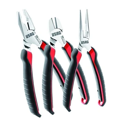 Immagine di USAG 150 AX/SE3 U01500201 Assortimento con Pinza Universale, a Becchi Mezzotondi Diritti e Tronchese Tagliente Diagonale (3 pezzi)