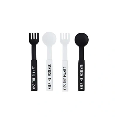 Immagine di Design Letters Posate To Go 2 set Tritan Forchetta e Cucchiaio per Porta Pranzo Riutilizzabili Caduta sicura thermos alimenti caldi Regolabile &amp; Lavabile in Lavastoviglie