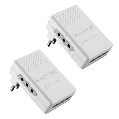 Immagine di Electraline 92308 Set 2 Adattatori Multipresa Tripla 3 Posti 10A, Bianco