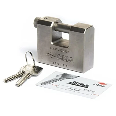 Immagine di CISA 128553750, Lucchetto Antiscasso in Acciaio con Chiave Astral, 75 mm, Arco 13.5 mm