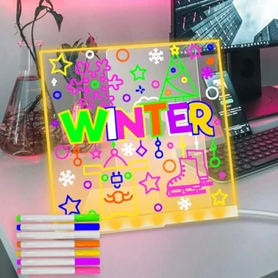 Immagine di Fanrui 15 x cm Acrilico Light Up Dry Erase Board con luce dimmerabile, Led Writing supporto, Glowing Memo Message Note Drawing Planner per ufficio scuola casa