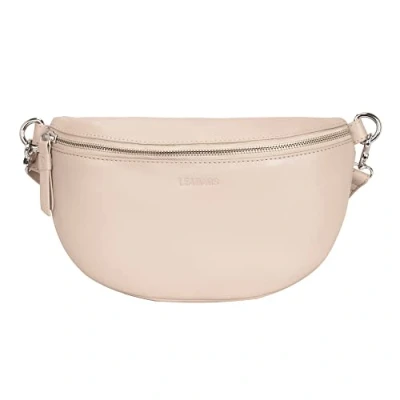 Immagine di LEABAGS Bogota grande marsupio in vera pelle Borsa a tracolla da donna con cerniera 27x7x16 cm Crema Beige
