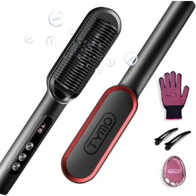 Immagine di TYMO RING PLUS Spazzola per lisciare i capelli, Piastra capelli Professionale, 9 Temperatura, 120℃ 210℃, Display LCD, Riscaldamento Rapido 20S, Lisciante agli Ioni Negativi, Nero