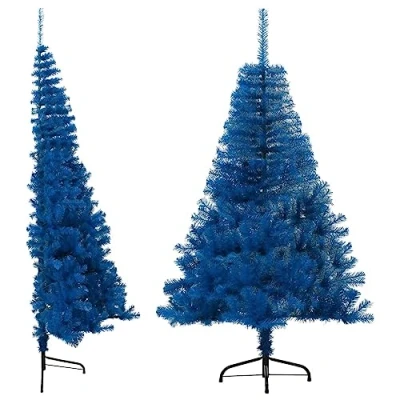 Immagine di vidaXL Albero di Natale Artificiale a metà con Supporto Blu 120 cm PVC