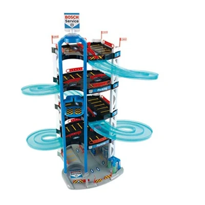 Immagine di Theo Klein 2813 Autosilo Bosch Car Service, 5 piani, doppia rampa d&#039;uscita, 2 auto da corsa, ascensore e molto altro, Dimensioni 55 cm x 85 cm, Giocattolo per bambini a partire dai 3 anni