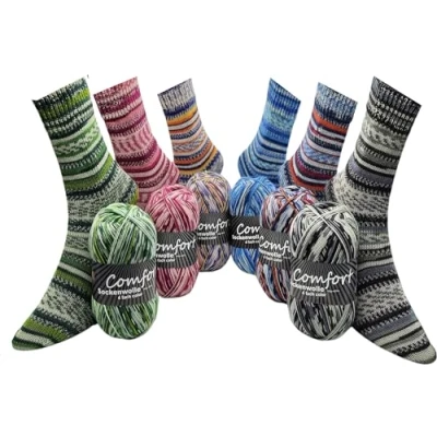 Immagine di 02.06.21 Gomitolo di lana, 4 fili, 6 x 100 g, 420 m, lunghezza multicolore sfumato