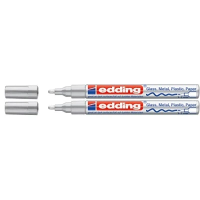 Immagine di Edding 751 Pennarello a punta M, confezione doppia, colore: Argento