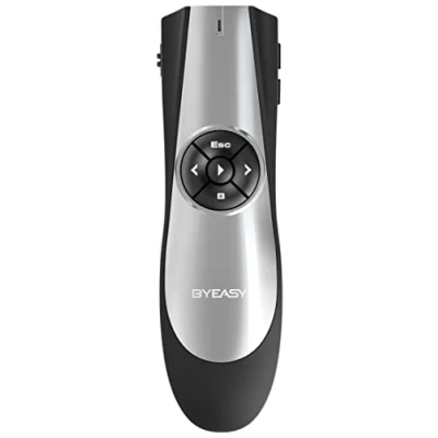Immagine di BYEASY Clicker per Presentazioni Powerpoint, Telecomando Wireless Presenter con Controllo del Volume Insegnare Discorso Assemblee Scolastiche ed Ecc Laser Rosso