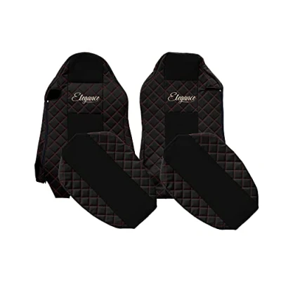Immagine di F CORE Coprisedili camion compatibile per MAN TGX 01.07 03.20 Conducente ISRI Passeggero Posti diversi NERO/ROSSO