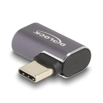 Immagine di Delock Adattatore USB 40 Gbps Type C PD 3.0 100 W da maschio a femmina Port Saver 8K 60 Hz in metallo (USB C, 1.60 cm), dati + video, Grigio