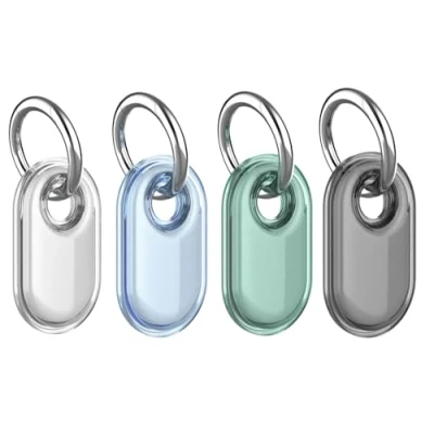 Immagine di Doweiss custodia impermeabile compatibile per Samsung Galaxy SmartTags 2, in gomma morbida Trasparente + Grigio Blu Verde, 4 Packungen