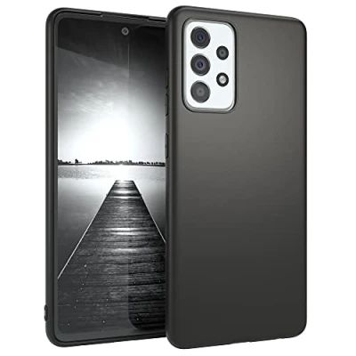Immagine di EAZY CASE custodia in silicone con protezione fotocamera compatibile Samsung Galaxy A52 / (5G) A52s nero opaco, ultra sottile, silicone, cover morbida,